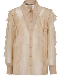 Alberta Ferretti - Ruffled Chiffon Shirt - Lyst