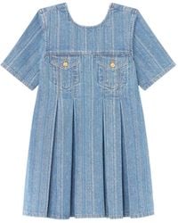 Ganni - Denim Open-Back Mini Dress - Lyst