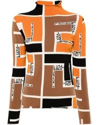 Fendi - Bedrukte Hoge Nek Top - Lyst