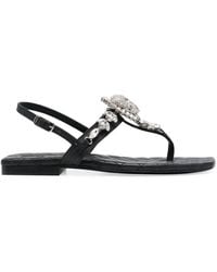Philipp Plein - Crystal-Skull Leather Sandals - Lyst