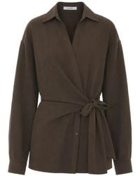 ELEH - Bow-Detail Wrap-Style Shirt - Lyst