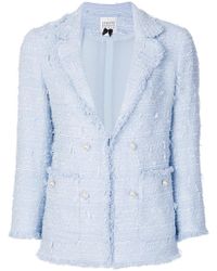 Edward Achour Paris Pearl-button Tweed Jacket - Blue
