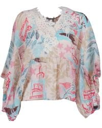 Ermanno Scervino - Lace-Trim Floral-Print Blouse - Lyst