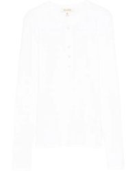 Nili Lotan - Jordan Henley Long-Sleeve Buttoned Polo Top - Lyst