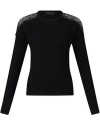 Liu Jo - Gerippter Pullover mit Spitzeneinsatz - Lyst