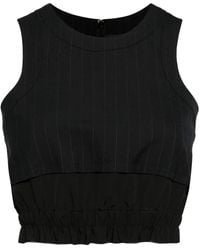 Sacai - Pinstripe-Pattern Sleeveless Crop Top - Lyst