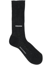 DSquared² - Logo-Print Ribbed Socks - Lyst
