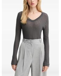 IRO - Hattie Geribbelde Trui Met V-Hals - Lyst