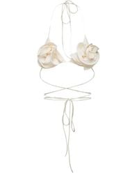 Magda Butrym - Floral-Applique Halterneck Bikini Top - Lyst