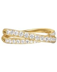 David Yurman - 18Kt Pavé Crossover Diamond Ring (6Mm) - Lyst
