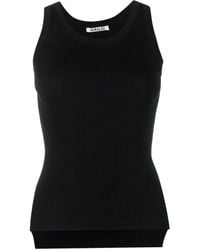 AURALEE - Sleeveless Cotton Knitted Top - Lyst