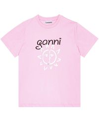 Ganni - T-shirt en coton biologique à logo imprimé - Lyst