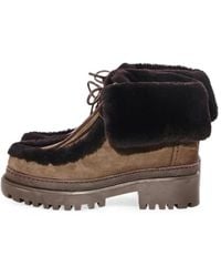 Yves Salomon - Shearling-Trim Suede Ankle Boots - Lyst