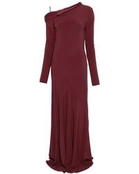 Alberta Ferretti - Maxi-Jurk Met Asymmetrische Hals En Lange Mouwen - Lyst