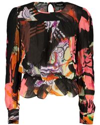 Desigual - Abstract-Print Peplum Blouse - Lyst