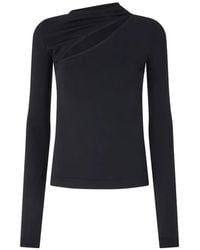 Pinko - Long-Sleeved Asymmetrical Neckline Sweater - Lyst