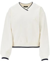 Emporio Armani - Logo-Embroidered V-Neck Sweatshirt - Lyst