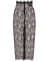 Dolce & Gabbana - Semi-sheer Midi Skirt - Lyst