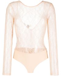 Pinko - Chantilly-lace Long-sleeve Bodysuit - Lyst
