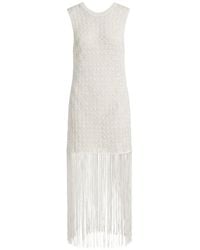 Ganni - Pointelle-Knit Fringe-Detail Dress - Lyst