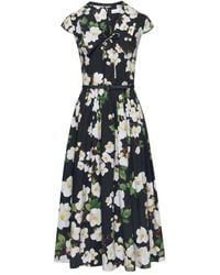 Oscar de la Renta - Popeline Jurk Met Print - Lyst