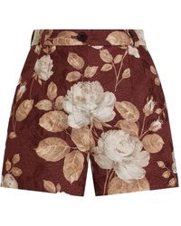 Dolce & Gabbana - Rose-Print Brocade Shorts - Lyst