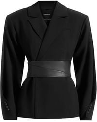 Manière De Voir - Marie Twist Sleeve Tailored Blazer With Belt - Lyst