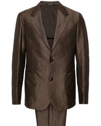 Emporio Armani - Single-Breasted Linen Blend Suit - Lyst