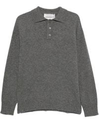 Amaranto - Ribbed-Knit Long-Sleeve Polo Shirt - Lyst
