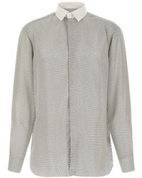 Tom Ford - Camicia Con Stampa Micro-Geometrica E Colletto A Contrasto - Lyst
