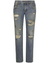 Dolce & Gabbana - Slim-Fit-Jeans im Distressed-Look - Lyst