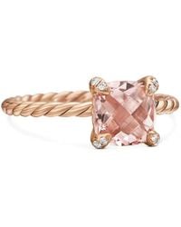 David Yurman - 18Kt Rose Chatelaine Morganite And Diamond Ring (7Mm) - Lyst
