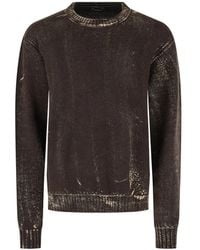 AROVESCIO - Faded-Effect Ribbed-Trim Sweater - Lyst
