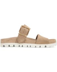 Miu Miu - Suède Sandalen Met Gespbandje - Lyst