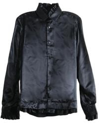 Noir Kei Ninomiya - Chemise À Bord Volanté En Satin - Lyst