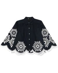 Maje - Camisa con detalle de bordado inglés - Lyst