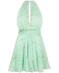 Roberto Cavalli - Jaguar Mint Print Silk Mini Dress - Lyst