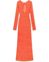 Blumarine - Geometric Open-Knit Maxi Dress - Lyst