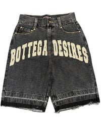Bottega Desires - Logo-Patch Raw-Cut Shorts - Lyst