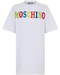 Moschino - Logo-Print Short-Sleeve Mini Dress - Lyst
