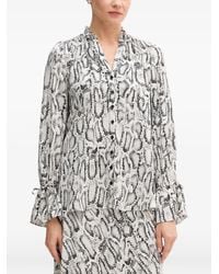 MARC AUREL - Ruffled Snake-Print Shirt - Lyst