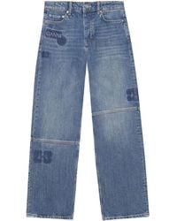 Ganni - Patch Izey Straight-leg Jeans - Lyst