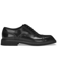 Dolce & Gabbana - Square-Toe Leather Derby Shoes - Lyst