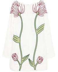 FARM Rio - Robe Courte À Fleurs Brodées Appliquées - Lyst