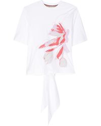 Paul Smith - Floral-print Tie-fastening T-shirt - Lyst