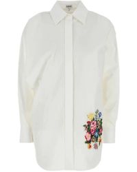 Loewe - Witte Poplin Overhemd - Lyst
