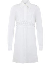Alberta Ferretti - Lace-Panel Pintuck-Detail Mini Dress - Lyst