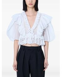 Chloé - Cropped V-Neck Ruffle Top - Lyst