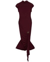 Blumarine - Draped Logo-Detail Midi Dress - Lyst