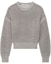 Another Tomorrow - Open-Knit Crew-Neck Sweater - Lyst